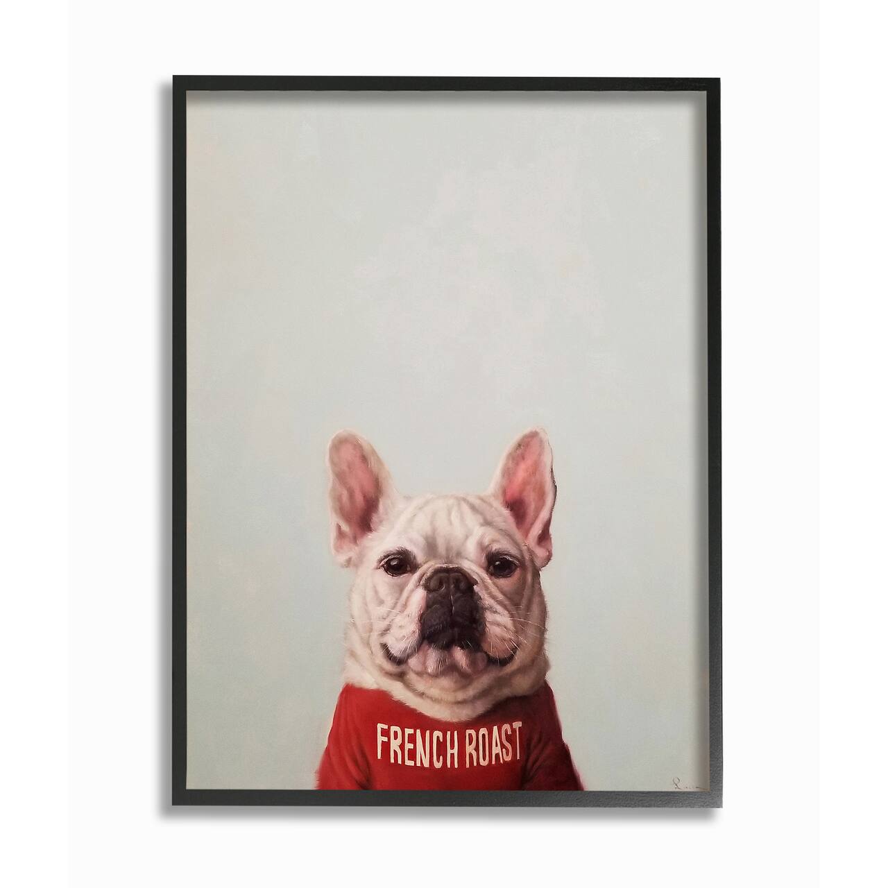 Stupell Industries French Bulldog in T-Shirt Wall Accent with Black Frame